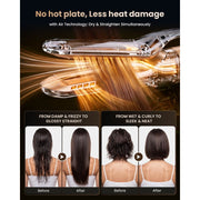 RACCOMB 6-in-1 Hot Air Styler Hair Dryer with Auto-Wrap Curling Barrels, Ceramic Tourmaline Straightener, Volumizing Brushes, Negative Ion Technology, Brown, HH06-HB10BRNUS