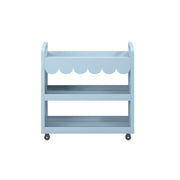 House of Happy Scallop Art Cart, Blue - Three Shelves, Dual Chalkboard Sides, Locking Metal Casters