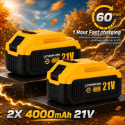 Untimaty 500CFM Cordless Leaf Blower, Brushless Motor, 6 Variable Speeds, 2 x 4.0Ah Batteries, Turbo Fan Design, 21V, Lightweight 5.29 lb, G240810US-YE