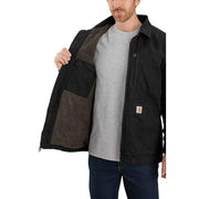 Carhartt Men's Loose-Fit Washed Duck Sherpa-Lined Coat, Black, 3X-Large Tall, 104293