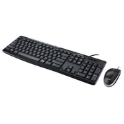 Logitech MK200 Media Keyboard and Mouse Combo, Wired USB, Full-Size Layout with Number Pad, One-Touch Media Controls, High-Definition Optical Mouse, Spill-Resistant, Black, 920-002714