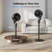 TASKBAY Pedestal Fan, Quiet 12-Inch Air Circulator, 120+90 Omni-Directional Oscillation, Height Adjustable 35.8-42.5 in, Mechanical Knob Control, Black, PF006
