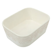 Pioneer Woman Vintage Lace 6-Piece Nesting Rectangular Stoneware Casserole Baking Dish Set with Snap-Shut Lids, Linen