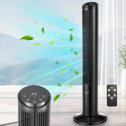 FOHERE TF1006LR Tower Fan 40 Inch Bladeless Oscillating Fan with DC Motor, 12 Speeds, 4 Modes, Timer, Remote Control, Black