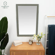 Hamilton Hills Large Silver Rectangle Beveled Wall Mirror, 24x36 Inch, Polished Wood Frame, HH1037