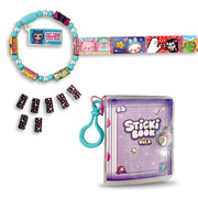 Sticki Rolls Sticki Book Series 2, Wearable Bracelet with 12 Kawaii-Themed Holographic Sticker Rolls, Interactive Laminated Sticker Organizer, Quick-Grip Clasp