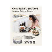 Gotham Steel Ultra Stay Cool Handles 12-Pc. Aluminum Dishwasher Safe Non-Stick Cookware Set - CREAM ONE SIZE