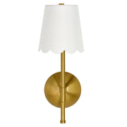 Home Decor Collection Sterling & Noble Home Cordless Brass Rechargeable Wall Sconce with Scalloped Fabric Shade and Remote