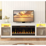 Bestier L103918FP-BWHT 70 inch Fireplace TV Stand with 36