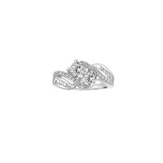 Brilliance Fine Jewelry ZR6540SB0049 CZ Sterling Silver Ladies 2-Stone Promise Ring, White 7