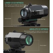 Feyachi WMFA1138 M38 5X Red Dot Magnifier with Flip-to-Side Mount, Adjustable Windage and Elevation, Focus Adjustment, Black,