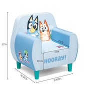 Delta Children Bluey Foam Chair, Vibrant Bluey and Bingo Graphics, Blue, Kids Seating for Ages 3+, Weight Capacity 100 lbs, Modern Wood Feet