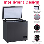 Frigidaire EFRF5013 Chest Freezer, 5.0 Cu. Ft. Capacity, Manual Defrost, External Adjustable Thermostat, Black Granite Finish, Removable Wire Basket