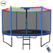 YORIN YORIN0812 Trampoline for 3-4 Kids with Enclosure Net, Ladder, Light (10-ft, Blue)