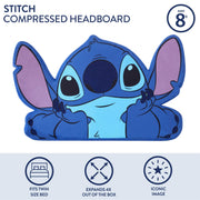 Disney Stitch Kids Figural Compressed Headboard, Twin Size, Peach Velvet Upholstered, Bed Frame Mount, WK323072