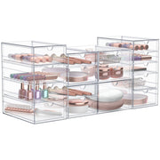 Sorbus Acrylic Makeup Storage Organizer, 16 Clear Drawers, Stackable 4-Pack, Smooth Sliding with Easy-Pull Handles