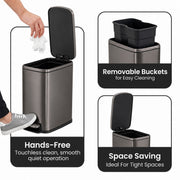 Simpli-Magic Bathroom Trash Can, 1.6 Gallon Stainless Steel Soft-Close Step Pedal, Gunmetal, 79696
