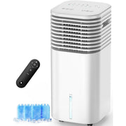 FLOWBREEZE 24-Inch Evaporative Air Cooler, 2-Gallon Tank, 4 Cooling Modes, 3 Fan Speeds, 120 Oscillation, 15-Hour Timer, Remote Control, White