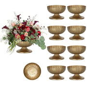 Nuptio Distressed Gold Metal Decorative Compote Bowl, 7 in Wide Brass Pedestal Vase, Pack of 10
