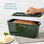 Navaris Cast Iron Bread Loaf Pan with Lid, Green, 13-3/8 in x 5-1/8 in x 5-1/8 in