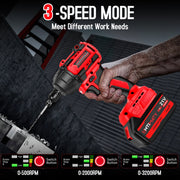 UNTIMATY Brushless Cordless Impact Wrench, 1/2 Inch, 650Nm Torque, 3200 RPM, 4.0Ah Battery, Includes 9 Sockets, 8 Drill Bits, 6 Screwdriver Bits, Ym65543