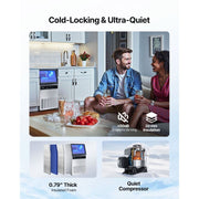 VEVOR Commercial Ice Maker Machine, 130 lbs/24H Production, 33 lbs Storage, 45 Cubes per Cycle, Stainless Steel, Freestanding & Undercounter with LED Display and Self-Cleaning IMC9000F-UL