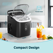 Simzlife IM-18-S Countertop Ice Maker with Handle Portable Ice Machine with Basket and S