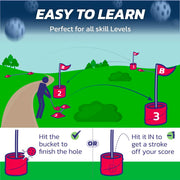 BucketGolf Pro Portable 9 Hole Backyard Golf Game Set Red