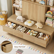 Homfa Kids Bookcase 10 Cubes, 4 Drawers, Adjustable Shelves, Natural Color, H-064112