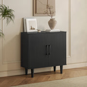 Mainstays Accent Cabinet, Black, Two Fixed Shelves, Magnetic Door Closures, Tapered Legs