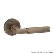 Signature Hardware 455686 Satcher Brass Dummy Interior Door Plate - Lever Handle - Left Hand - No Backset - Antique Brass