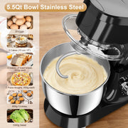 CUOCCO PRO Stand Mixer, 1000W Pure Copper Motor, 5.5-Quart Stainless Steel Bowl, 11 Speeds with Pulse, Tilt-Head, Dishwasher Safe Attachments, Black