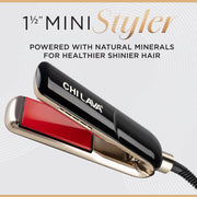 CHI Lava MiniStyler Hair Straightener, 1.5-Inch Volcanic Lava Ceramic Plates, Dual Voltage, Black, CA8579A