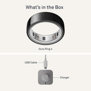 Oura Ring 4 Smart Ring, All-Titanium Durable Design, Black, Size 12, Smart Sensing Technology, 8-Day Battery Life, JZ90-54144-12