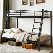 Leumius Twin Over Full Bunk Bed,Heavy Duty Metal Bunk Bed with Ladder & Full-Length Guardrail Black