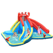Costway OP70400 Inflatable Water Slide Crab Dual Slide Bounce House Splash Pool - Black