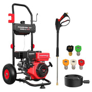 PowerSmart Pressure Washer, 3400 PSI, 2.5 GPM, 212cc Gas Engine, Cold Water, 5 Quick-Adjustable Nozzles, 27FT Hose, 10-Inch All-Terrain Wheels, DL1034A