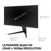 ViewSonic VX3418-2K 34-Inch Ultrawide 21:9 WQHD Gaming Monitor, 165Hz, 1ms Response, FreeSync Premium, HDMI, DisplayPort, USB, Black