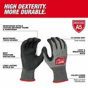 Milwaukee Cut-Resistant Gloves, Cut Level 5, Nitrile Coated, High Dexterity, Gray and Black, X-Large