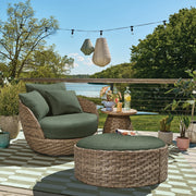 Beautiful BE5636225828008 Wicker Outdoor Side Table with Faux Wood Top by Drew Barrymore, Brown