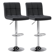 Concetta Set of 2 Adjustable Swivel Bar Stools, White PU Leather, Low Back, Metal Frame with Footrest, 36.5-44.5 in Height