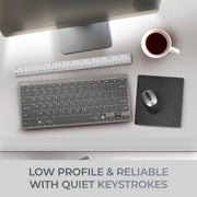 Adesso EasyTouch 7000 Multi-OS Bluetooth Wireless Keyboard with CoPilot AI Hotkey, Quiet Scissor Switch Keys, Rechargeable, Black Gray, WKB-7000BB