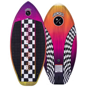 Hyperlite Gromcast Kids Wakesurf Board, 3.9 ft, Pink Check, Lightweight Biolite 3 Core, Durable Layered Fiberglass Construction