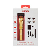 KISS Cordless T-Blade Beard and Hair Trimmer with Ultra Torque Motor, Stainless Steel Blade, LCD Display, Rechargeable Lithium-Ion Battery, USB Charging, 11-Piece Grooming Kit