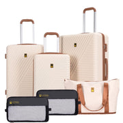 Landisun 6 Piece Hardshell ABS Suitcase Set with TSA Lock, Creamy White