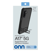 Onn Rugged Phone Case with Kickstand, Military-Grade Drop Protection, Black, Compatible with Samsung Galaxy A17 5G