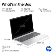 HP 15.6 Inch Laptop, Intel Core Ultra 5 225U Processor, 8GB DDR5 RAM, 512GB SSD, Full HD Touchscreen, Windows 11, Silver, 15-fd2050wm