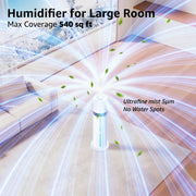 KNKA Pro Humidifier, Large Room Ultrasonic Cool Mist, 9L Tank, Smart Humidity Control, Essential Oil Diffuser, Quiet Operation, Remote Control, White