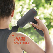 Sharper Image 1018499 PowerBoost Sport Plus Massage Gun, Deep Tissue Percussion, 7 Speed Settings, 5 Attachments, Black