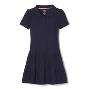 French Toast Girls Ruffled Pique Polo Dress, Navy, Toddler 3T